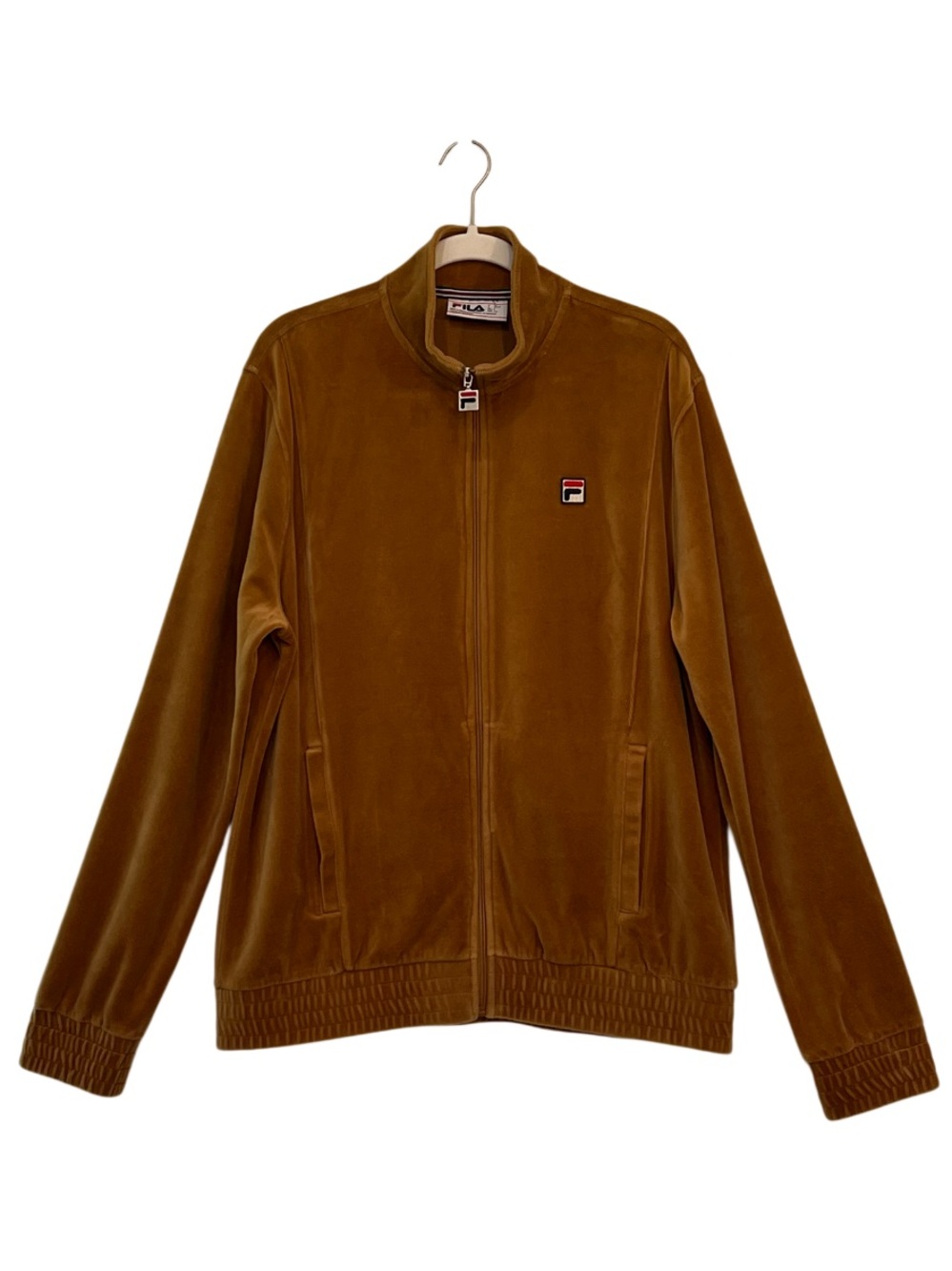FILA Velour Track Jacket Full Zip Wheat Cotton Blend Size Large